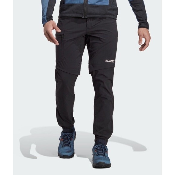 Adidas Terrex Utilitas Zip-Off Hiking Pants Mens Large Black Convertible HN2896
